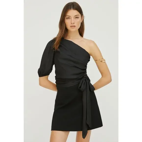 NWT Anthropologie DOLAN Single-Shoulder Black Top - Medium - Picture 2 of 10